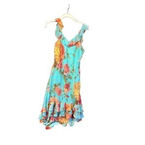 Funky People Turquoise Floral Ruffle Mini Dress